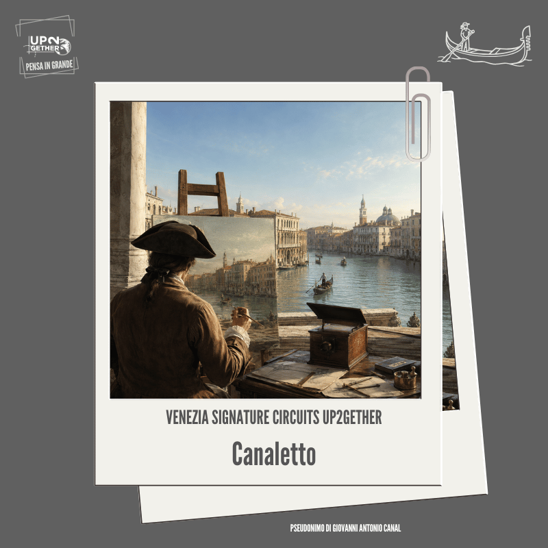 Canaletto dipinge una veduta luminosa e prospettica del Canal Grande a Venezia su UP2gether di Barbara de Siena