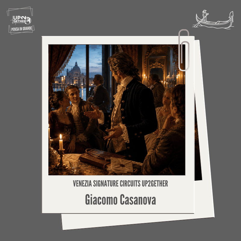 venezia-giacomo-casanova-arte-della-relazione-signature-circuit-up2gether Giacomo Casanova conversa con ospiti internazionali in un salotto veneziano del Settecento su UP2gether di Barbara de Siena
