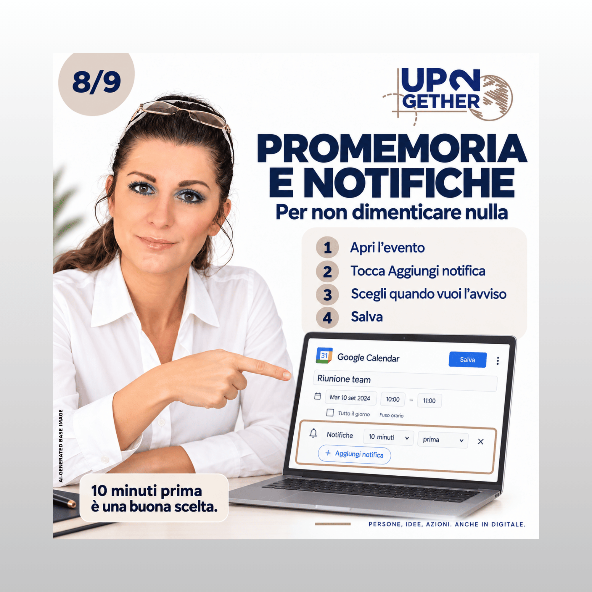 Google Calendar 8 UP2gether Digital Essential Barbara de Siena Come impostare promemoria e notifiche per un evento su Google Calendar